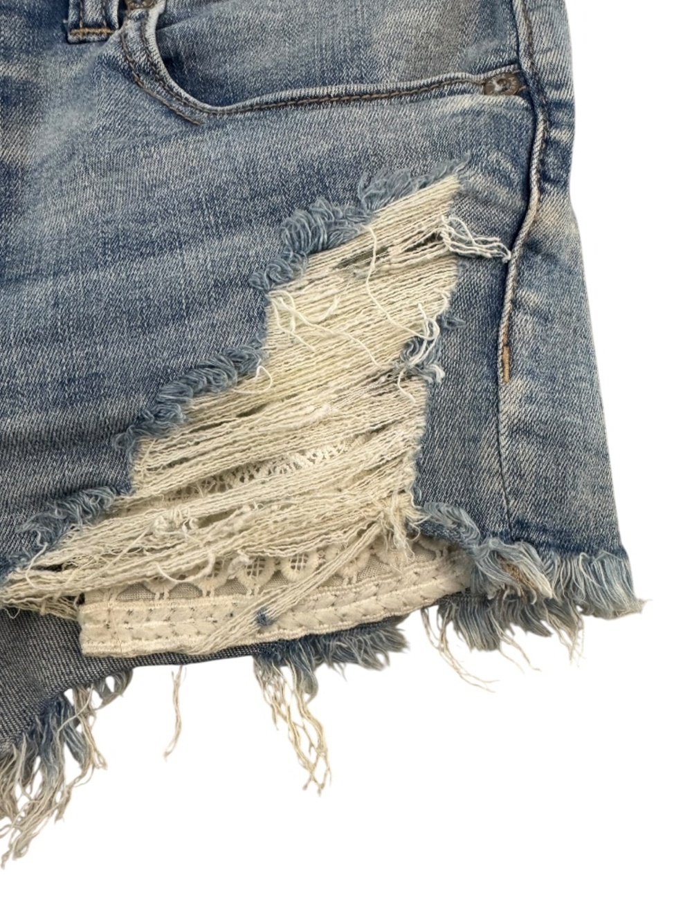 American Eagle Lace Pockets Shortie Denim Short Size 6 - Picture 5 of 12